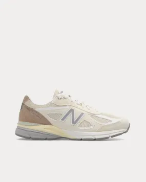990v4 Cream Low Top Sneakers
