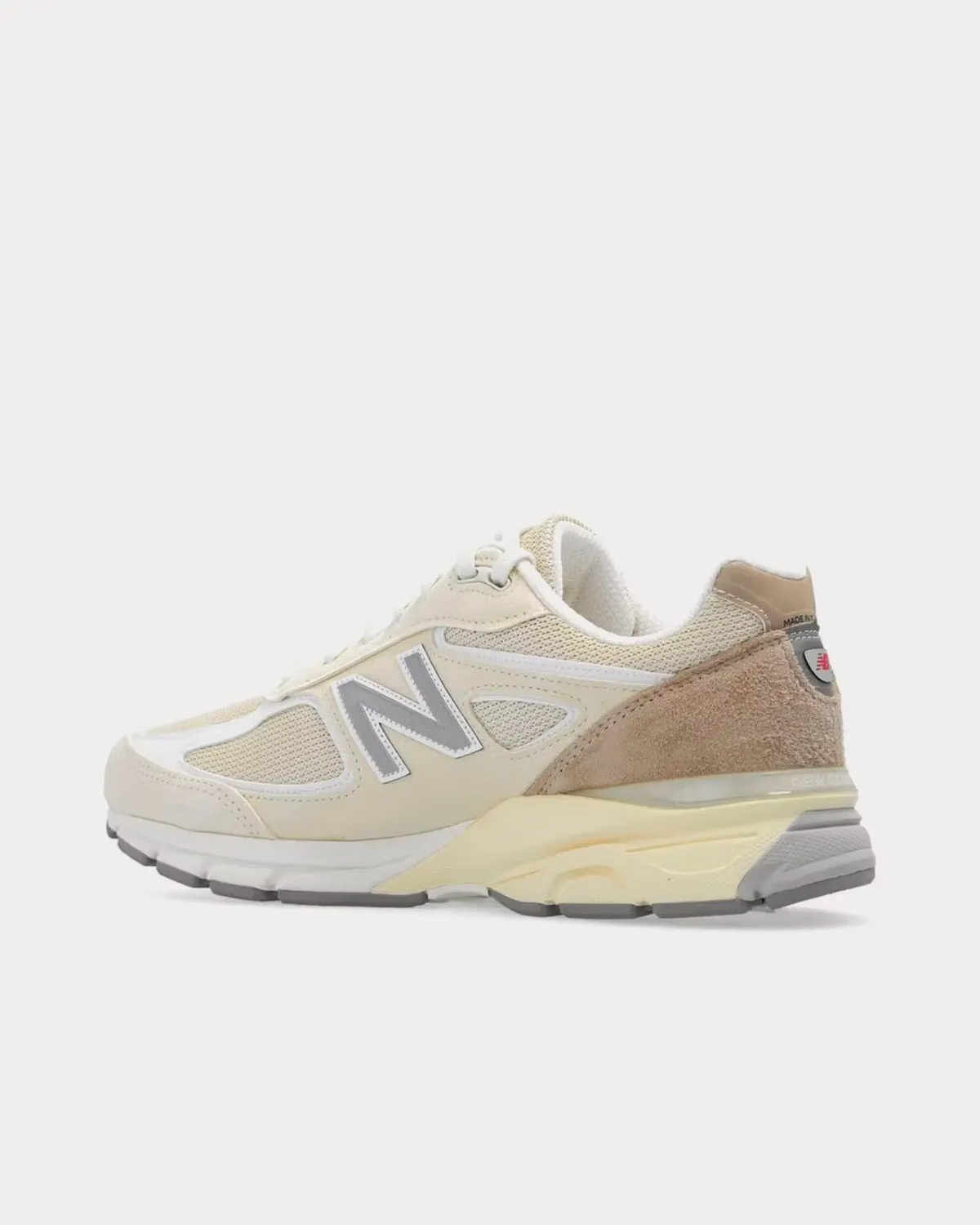 990v4 Cream Low Top Sneakers