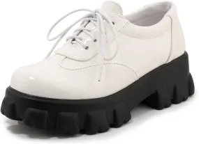 Agodor Women's Goth Chunky Heel Platform Loafers Round Toe Gothic Uniform Dress Shoes