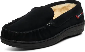 Alpine Swiss Yukon Mens Suede Shearling Slip On Moccasin Slippers Black 13 M US