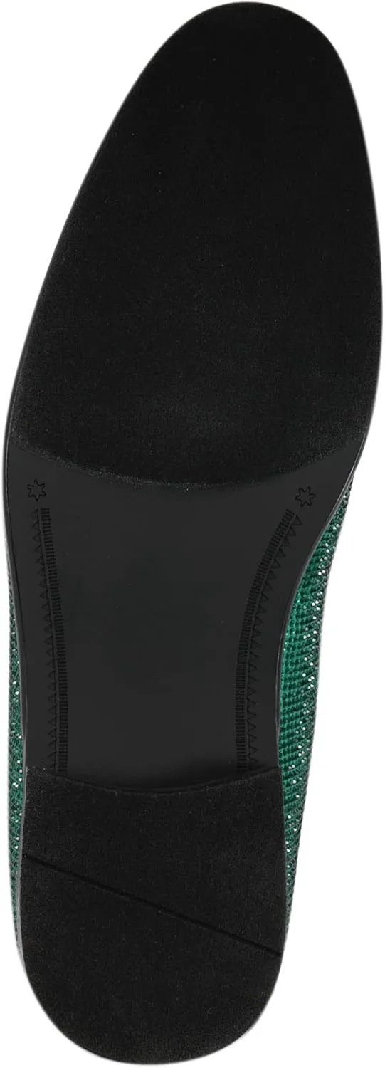 Amali Devy, Men's Dress Loafers, Slip-On Tuxedo Shoes for Men, Velvet Embellished Loafer Slippers