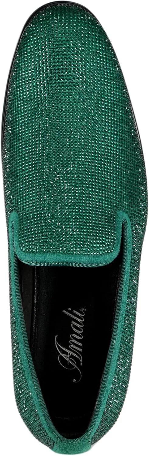 Amali Devy, Men's Dress Loafers, Slip-On Tuxedo Shoes for Men, Velvet Embellished Loafer Slippers