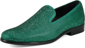 Amali Devy, Men's Dress Loafers, Slip-On Tuxedo Shoes for Men, Velvet Embellished Loafer Slippers