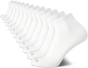 AND1 Men's Quarter Socks - 12 Pack Cushioned Athletic Ankle Performance Stretch Sports Socks (6-12.5)