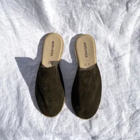 Antonia Suede Slide- OLIVE