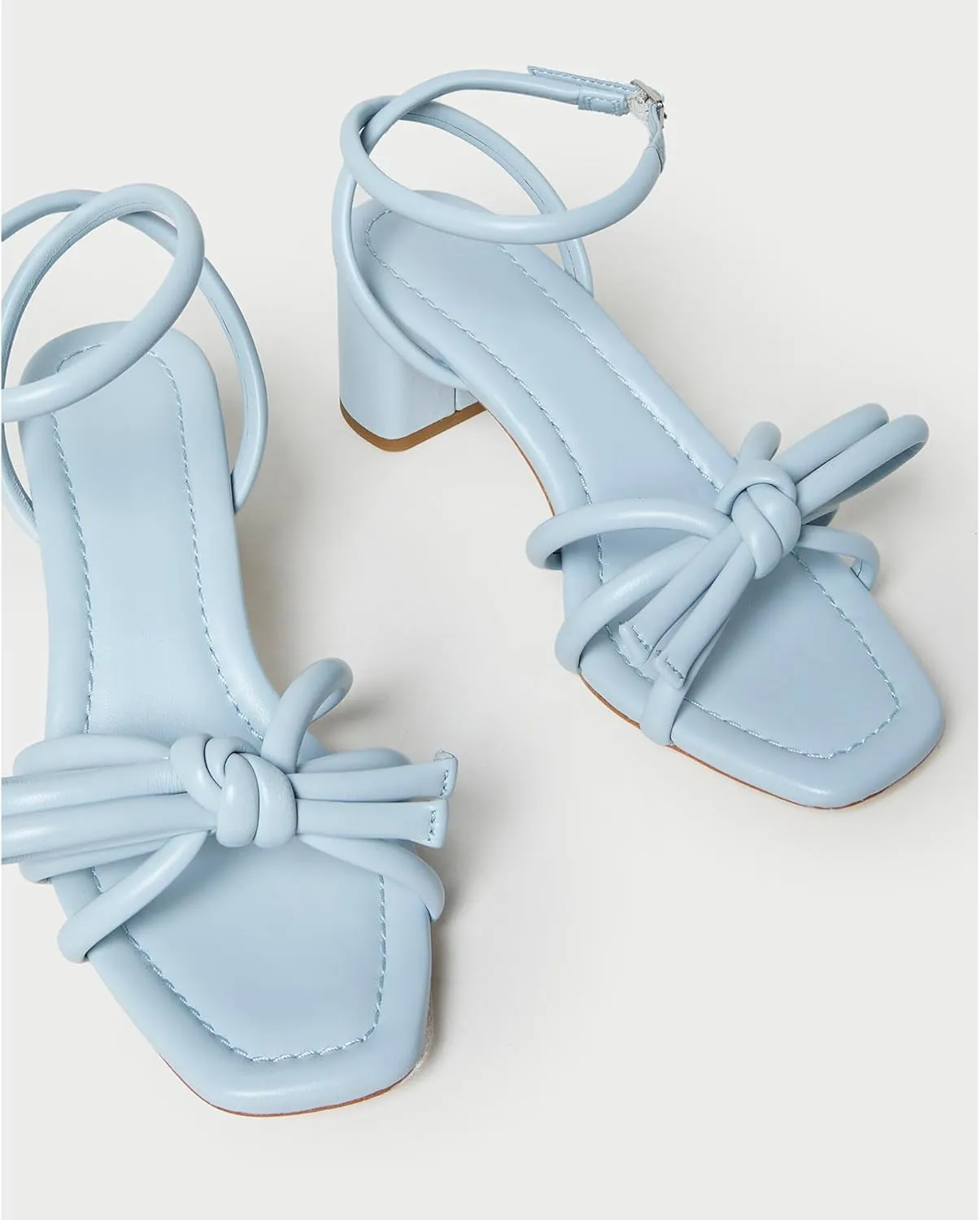 Arqa Bow-embellished Natural Raffia Heeled Sandals for Women Open Squared Toe Block Mid Heel Ankle Strap Sandal Summer Wedding Party Dressy Shoes