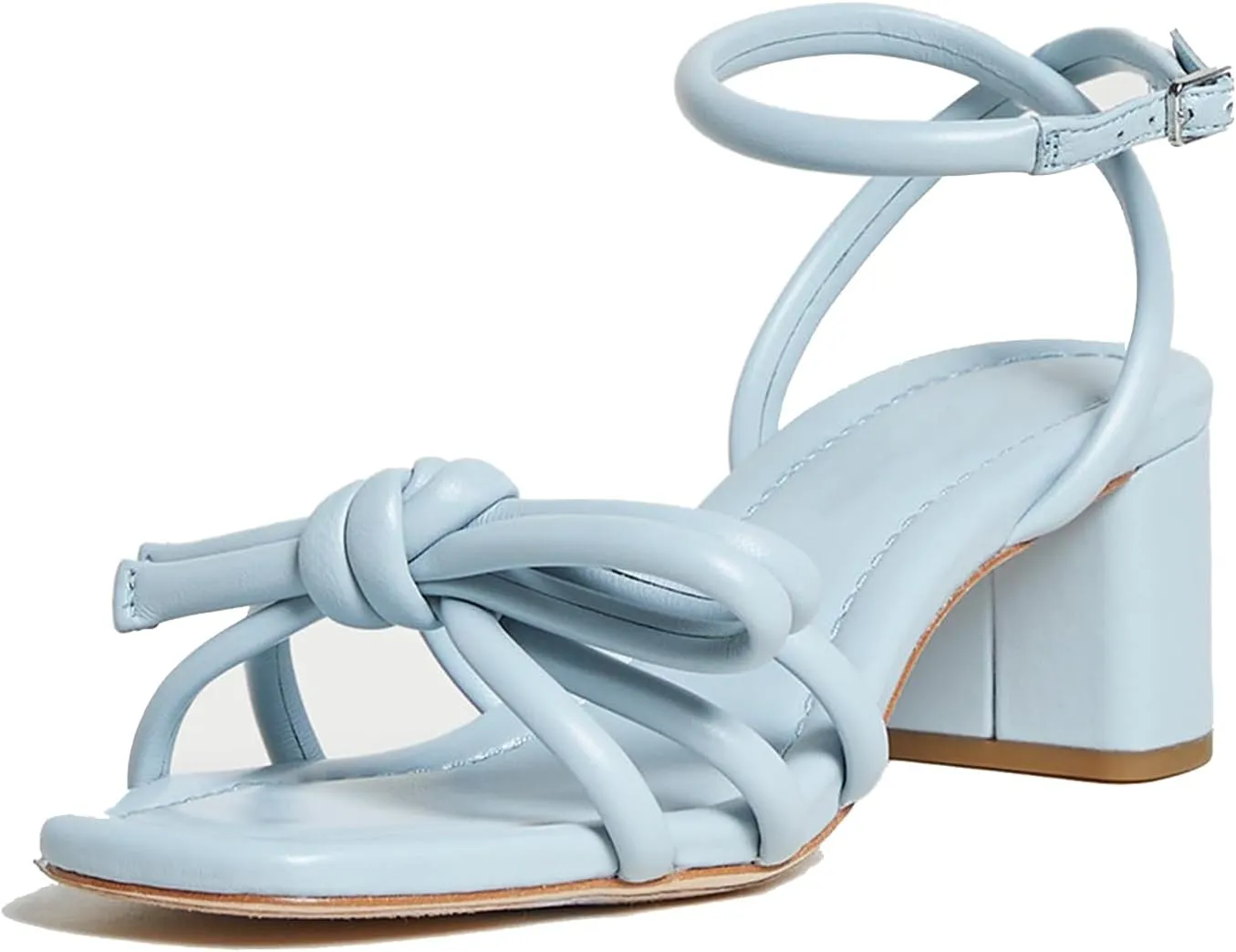 Arqa Bow-embellished Natural Raffia Heeled Sandals for Women Open Squared Toe Block Mid Heel Ankle Strap Sandal Summer Wedding Party Dressy Shoes