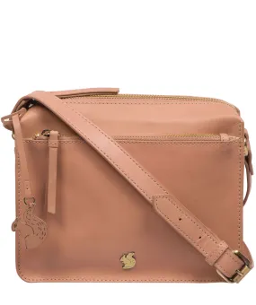 'Aurora' Subtle Pink Leather Cross Body Bag