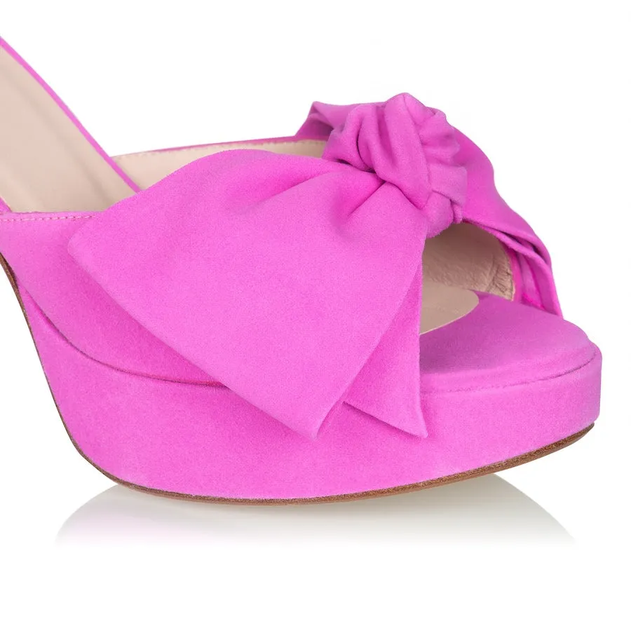 Bow Platform - Pink Suede