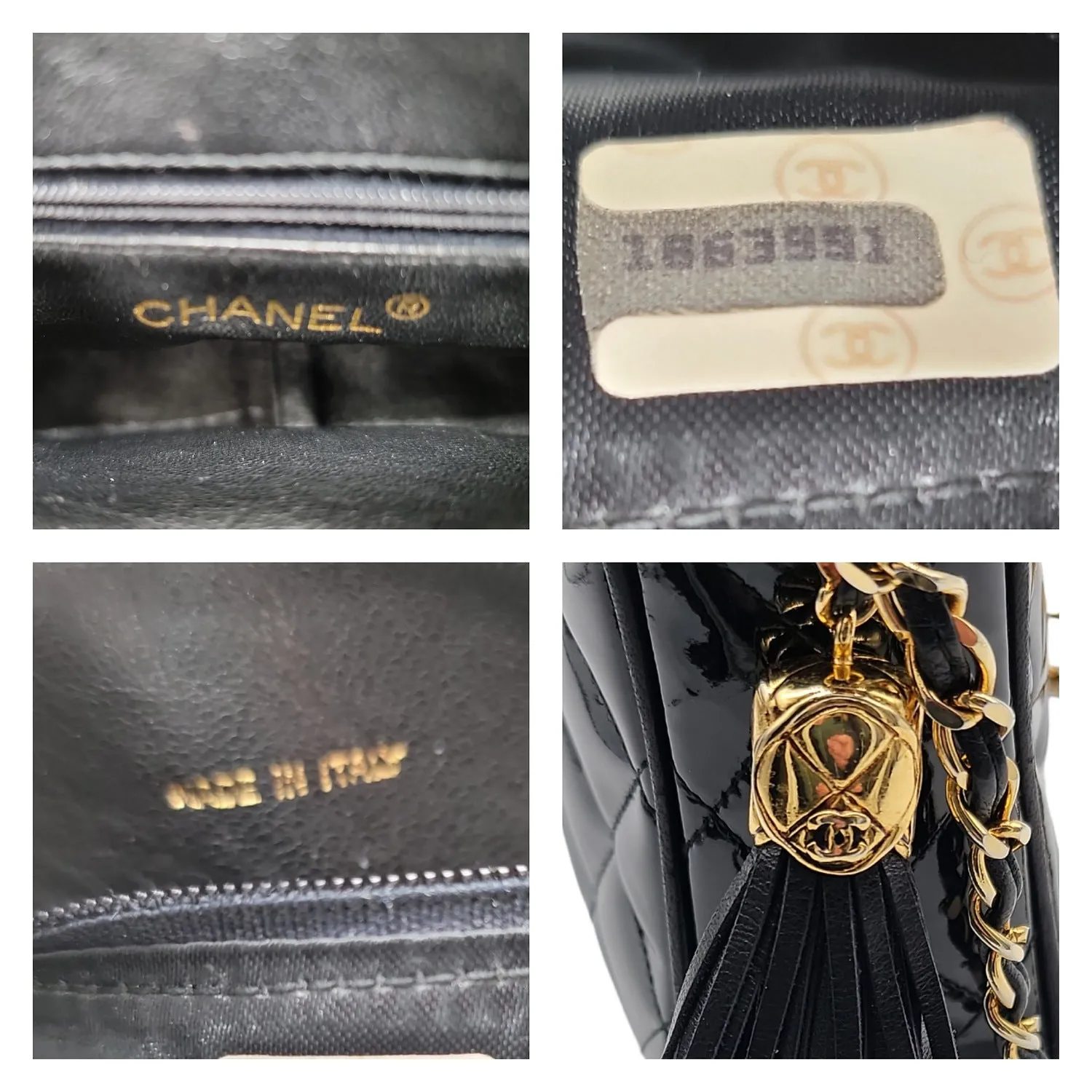 Chanel 90s Quilted Patent Timeless Camera Tassel Crossbody