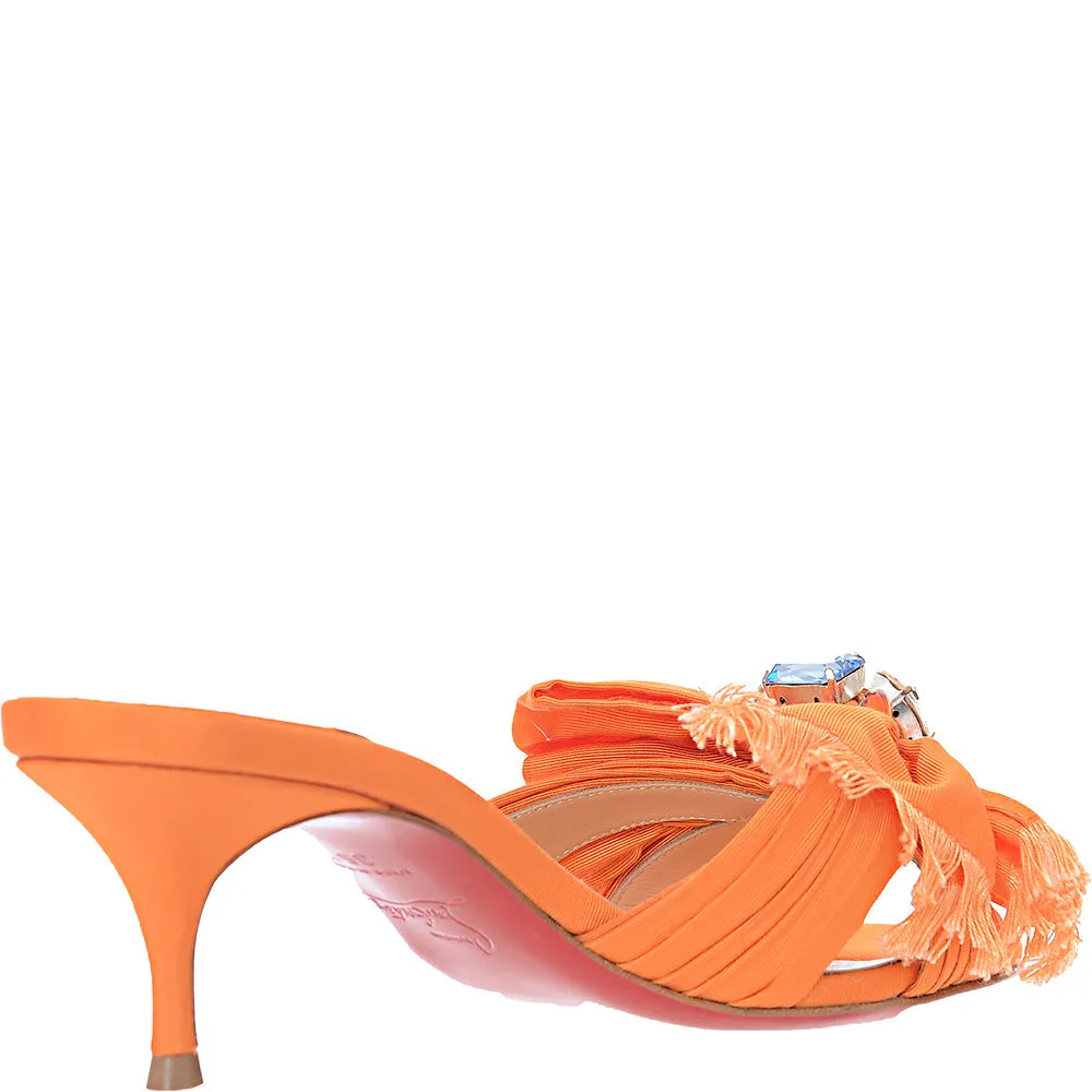 Christian Louboutin Womens Marie Anne Gros Grain Embellished 55Mm Mule in Orange