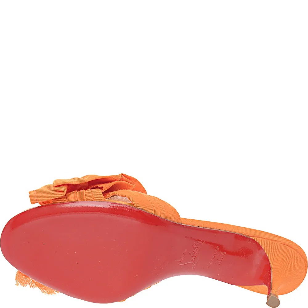 Christian Louboutin Womens Marie Anne Gros Grain Embellished 55Mm Mule in Orange