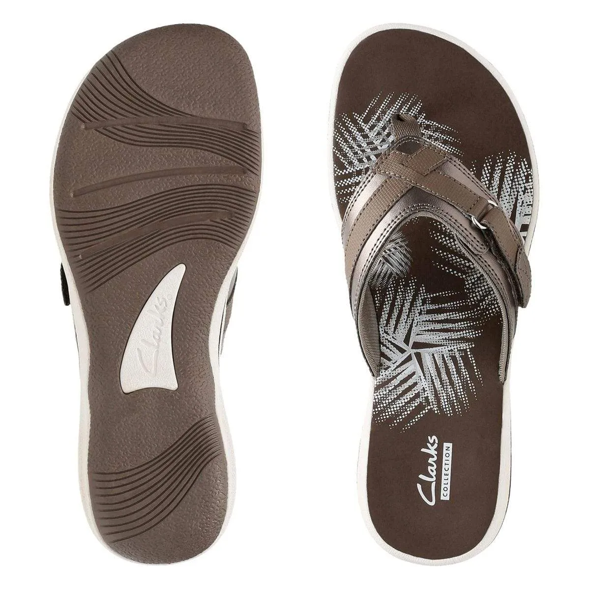Clarks Women's Breeze Sea Flips- Pewter
