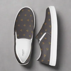Dark Gray Abstract Ladies Slip-On Canvas Shoes - Comfortable Everyday Wear