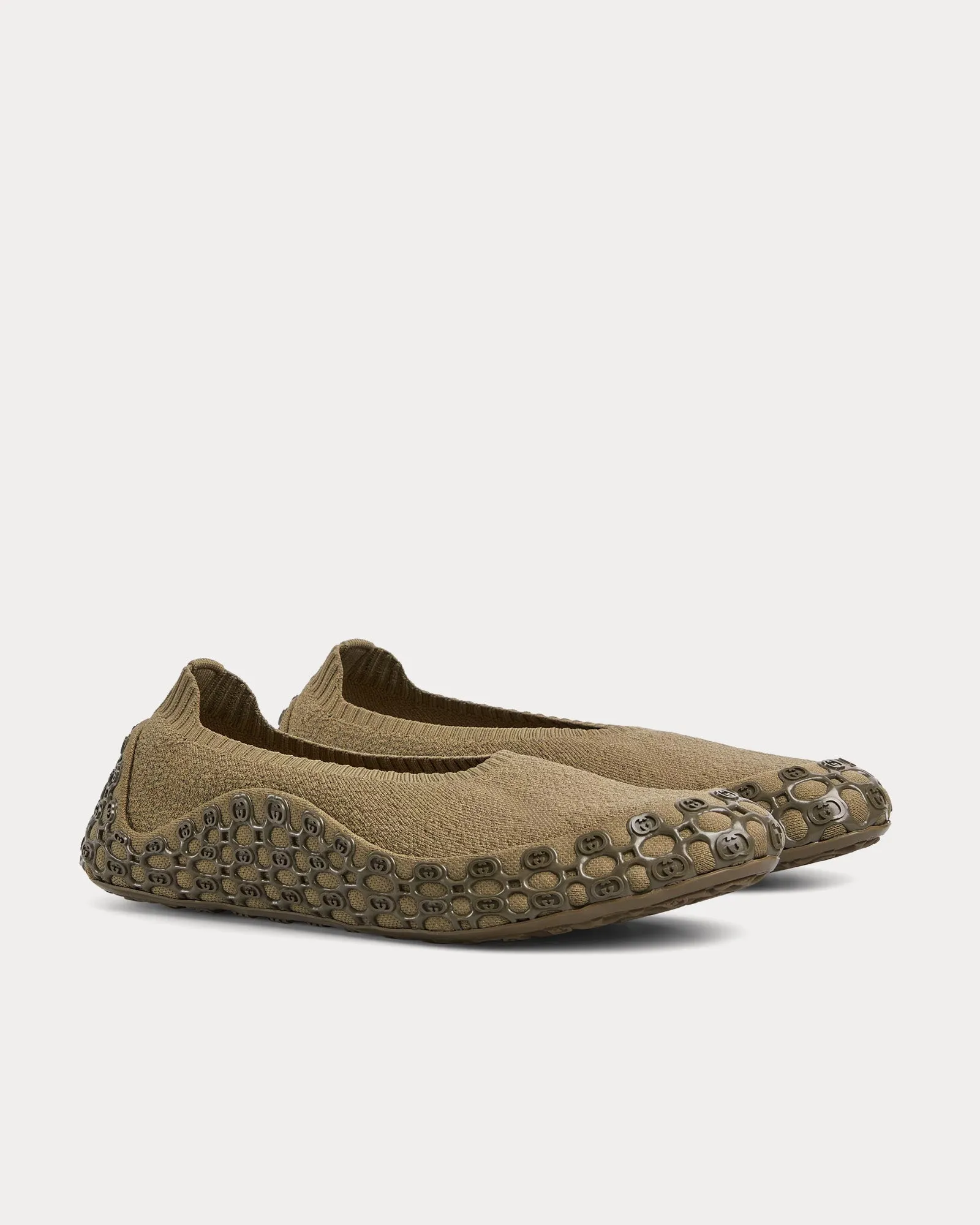 Elastic Fabric Light Brown Slip Ons