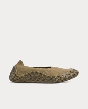 Elastic Fabric Light Brown Slip Ons
