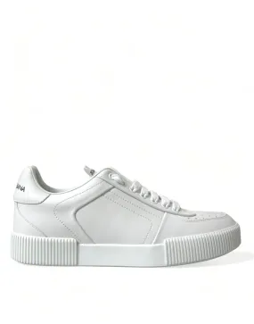 Elegant White Low-Top Calfskin Sneakers