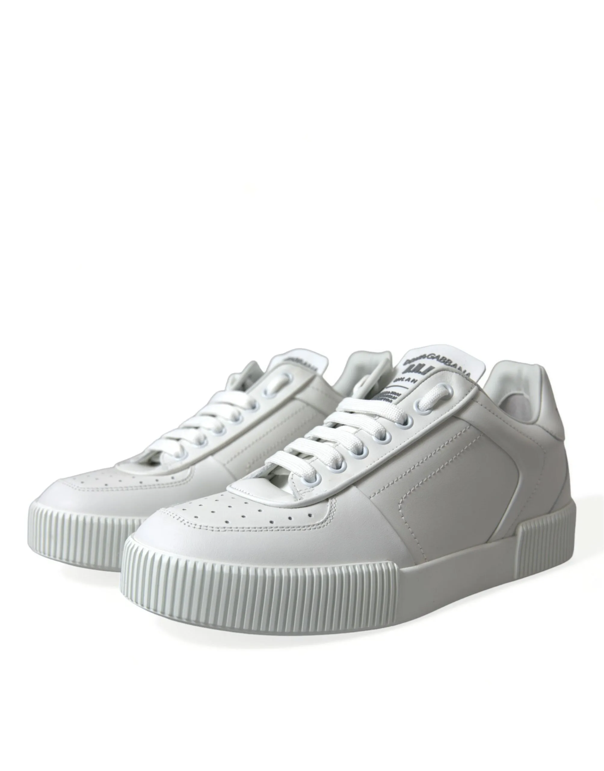 Elegant White Low-Top Calfskin Sneakers