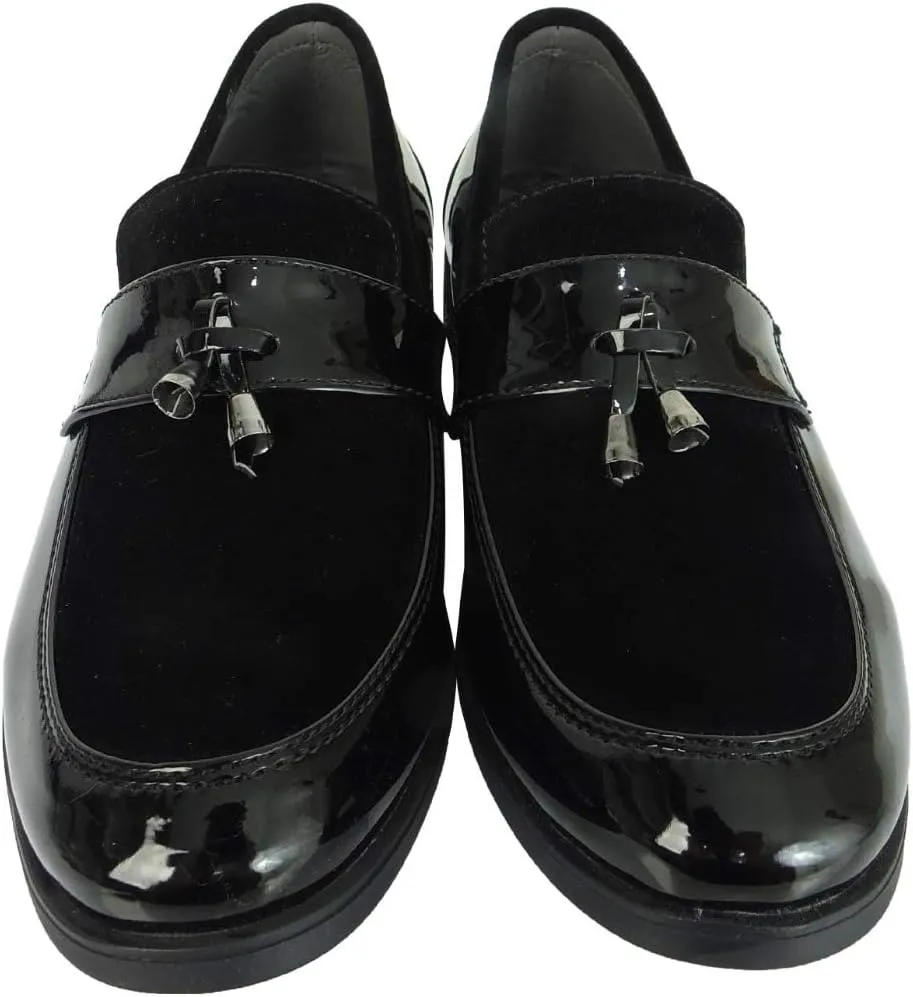 Flamingo Boys Formal Patent Leather & Suede Slip on Loafers Shoes