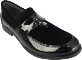 Flamingo Boys Formal Patent Leather & Suede Slip on Loafers Shoes