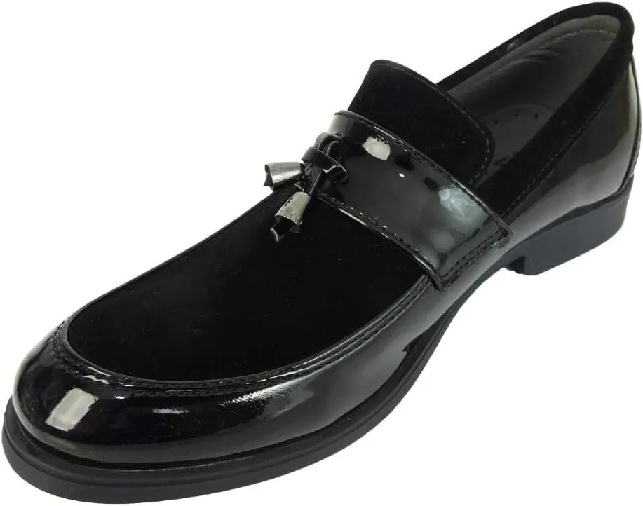 Flamingo Boys Formal Patent Leather & Suede Slip on Loafers Shoes