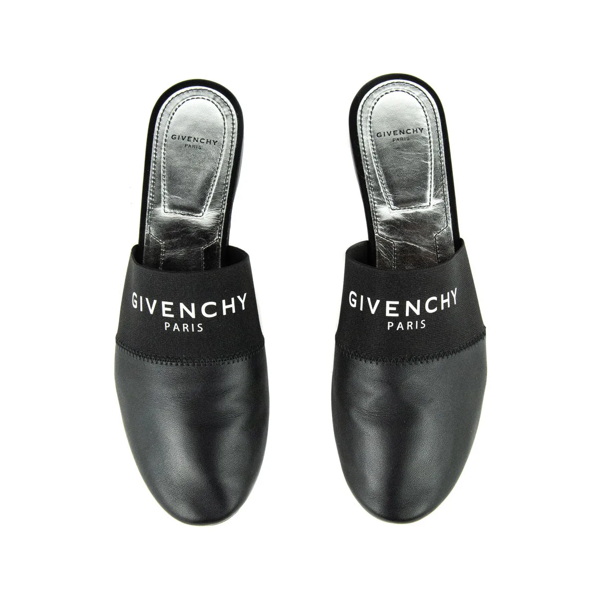 Givenchy Black Leather Bedford Logo Mules Size 9 | EU 39