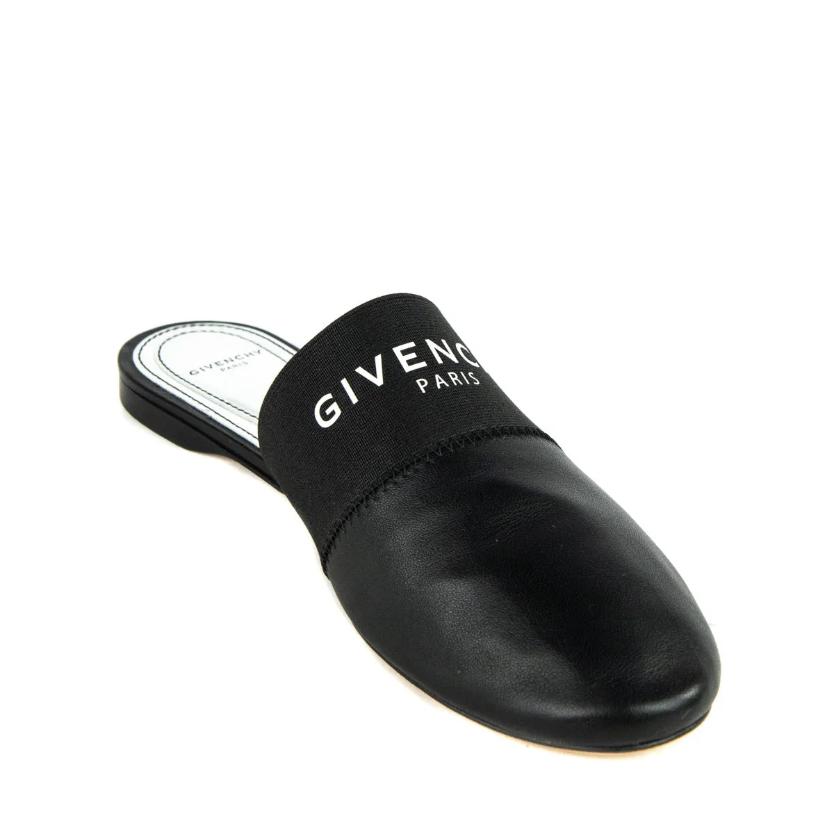 Givenchy Black Leather Bedford Logo Mules Size 9 | EU 39