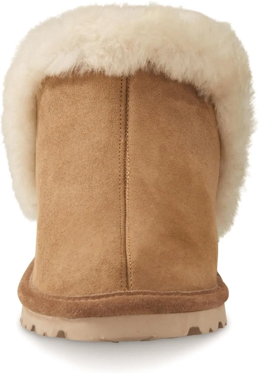 Guide Gear Double-Face Shearling Women's Boot Slippers, Leather, Fur-Lined, Warm, Lounge Booties, Bedroom House Shoes, Indoor and Outdoor