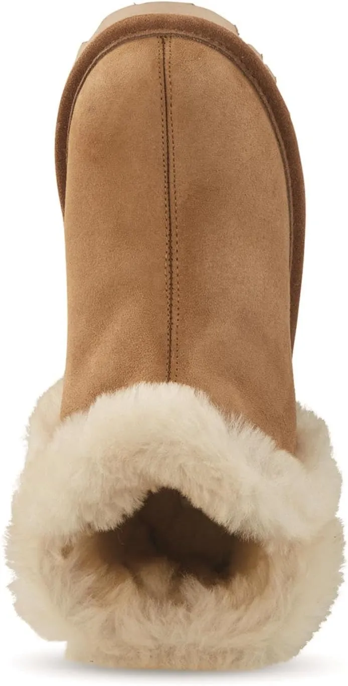Guide Gear Double-Face Shearling Women's Boot Slippers, Leather, Fur-Lined, Warm, Lounge Booties, Bedroom House Shoes, Indoor and Outdoor