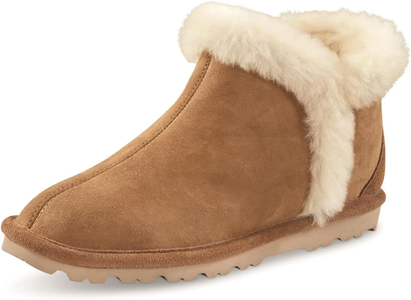 Guide Gear Double-Face Shearling Women's Boot Slippers, Leather, Fur-Lined, Warm, Lounge Booties, Bedroom House Shoes, Indoor and Outdoor