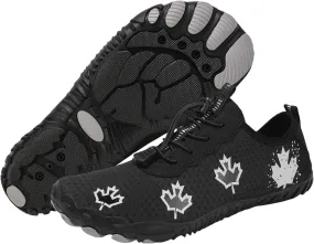 Hike Barefoot Shoes Women Men Non-Slip Athletic Footwear Wide Toe Box Shoes Grounded Footwear Maple Leaf Print Running Swimming Sneaker Quick Dry Hiking Shoe Lightweight Breathable Shoe