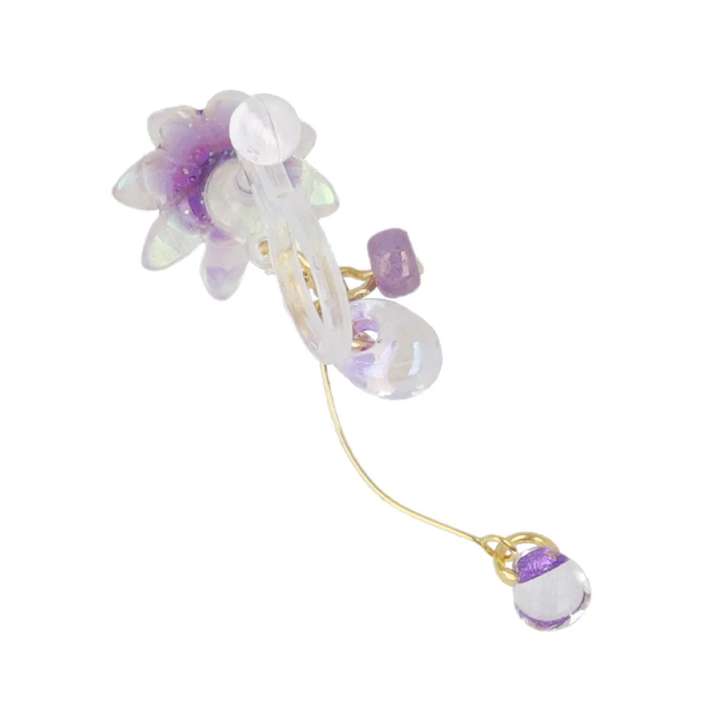 Iridescent Flower Stick Drop Invisible Clip Ons
