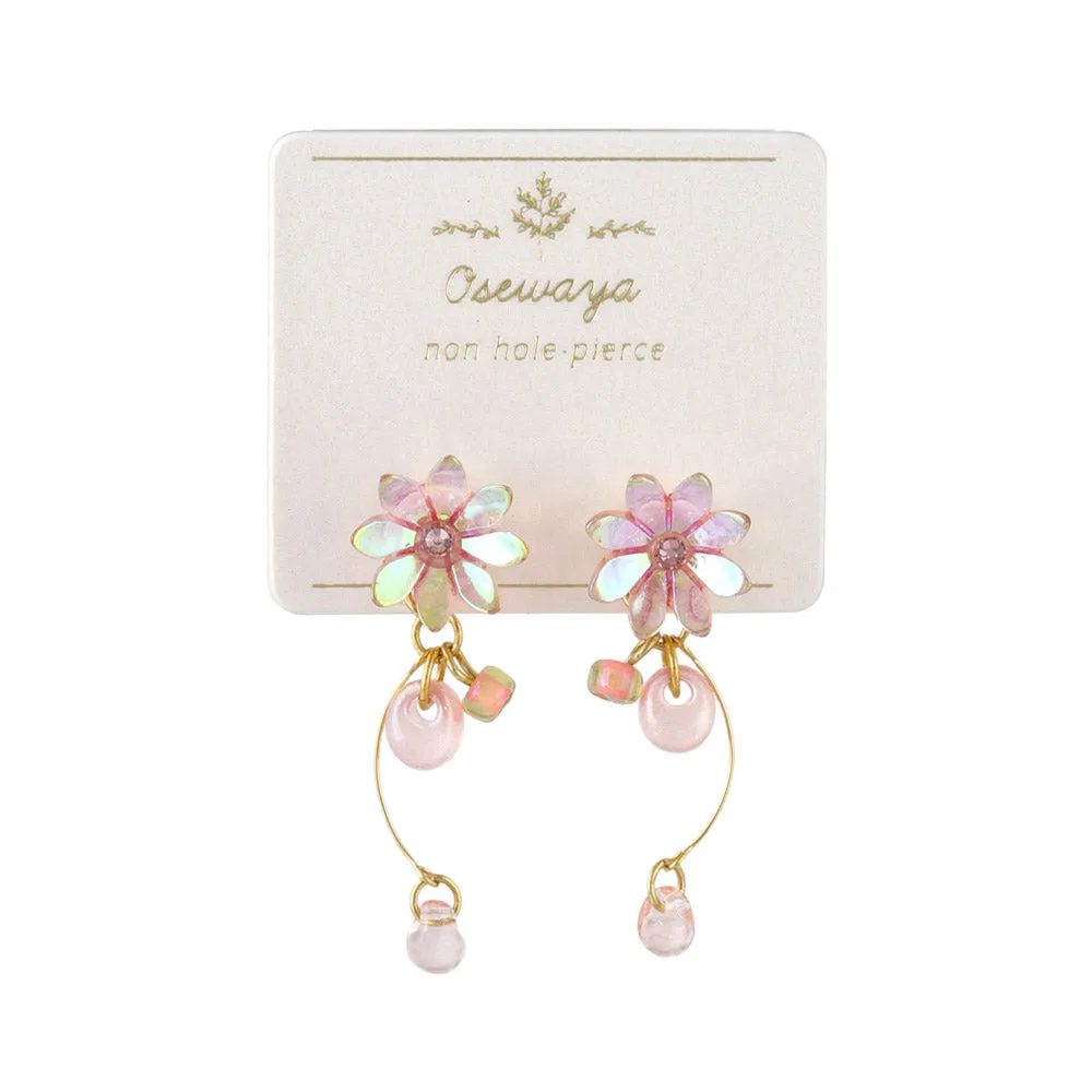 Iridescent Flower Stick Drop Invisible Clip Ons