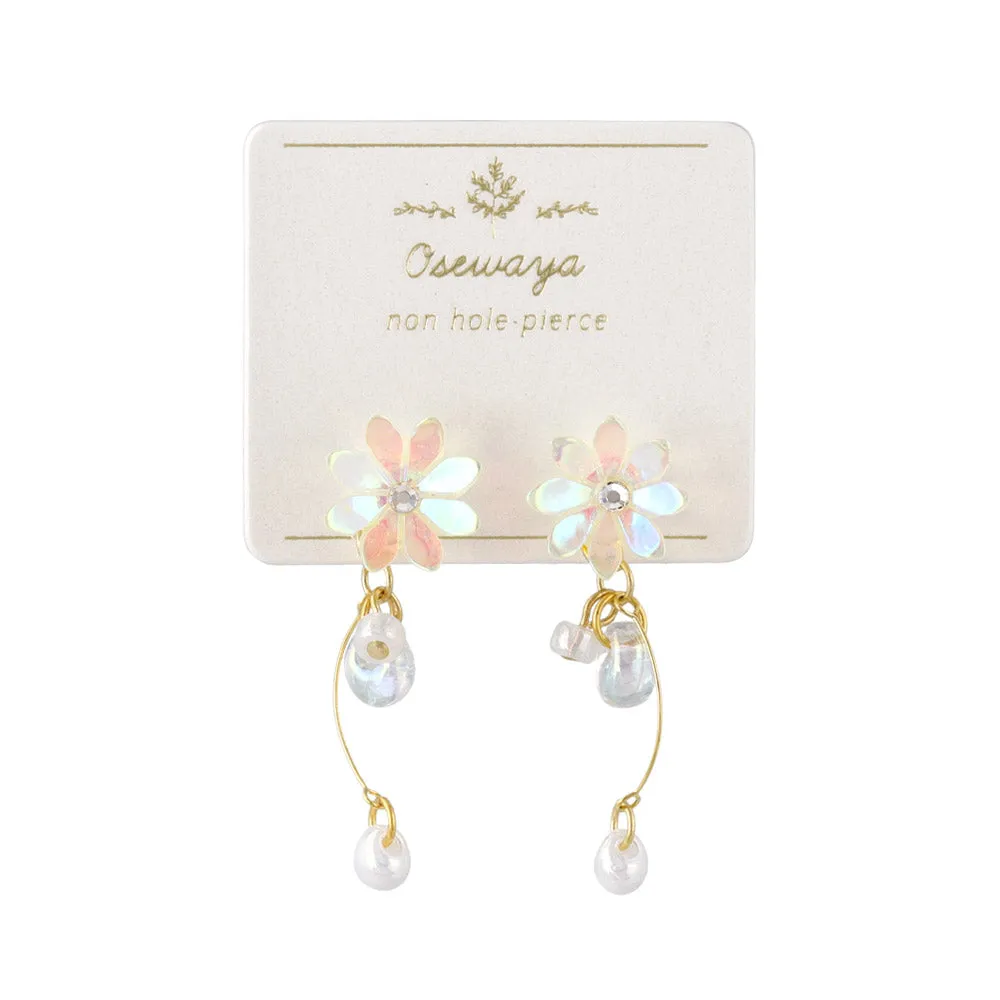 Iridescent Flower Stick Drop Invisible Clip Ons