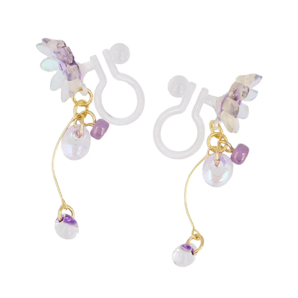 Iridescent Flower Stick Drop Invisible Clip Ons
