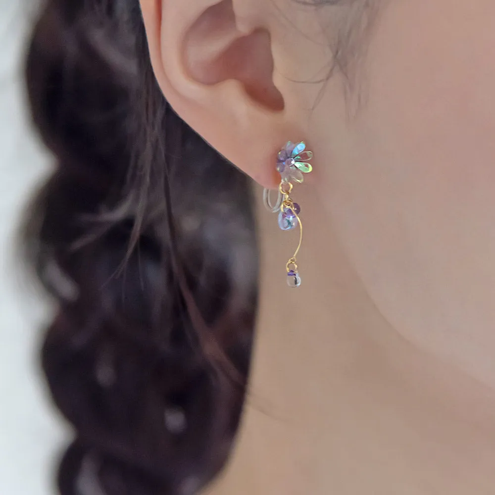 Iridescent Flower Stick Drop Invisible Clip Ons