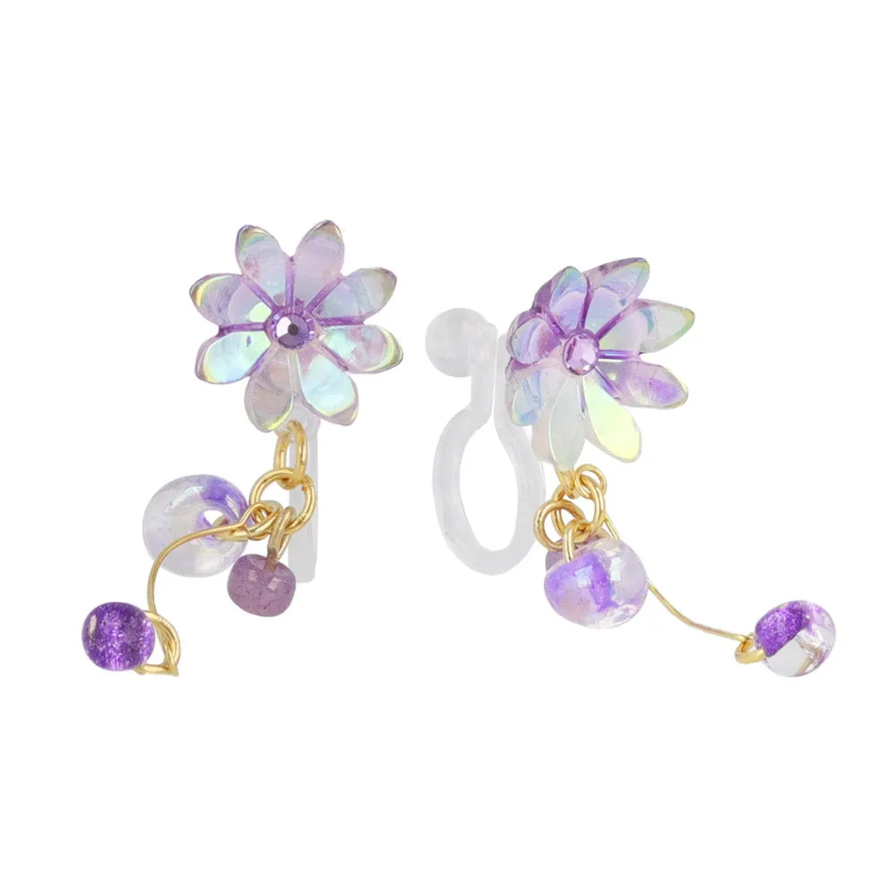 Iridescent Flower Stick Drop Invisible Clip Ons
