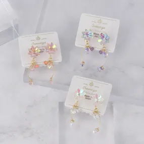 Iridescent Flower Stick Drop Invisible Clip Ons