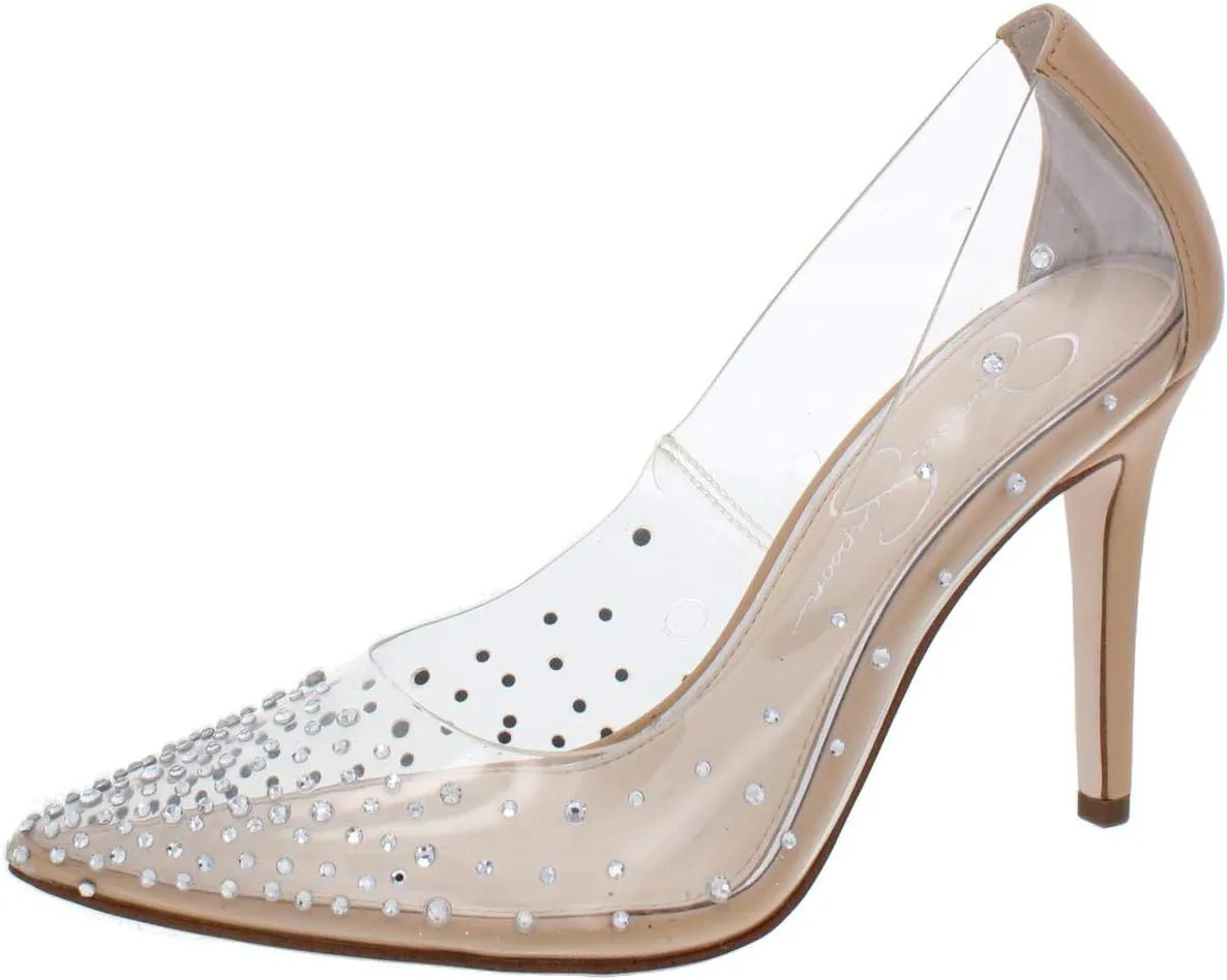 Jessica Simpson Womens Pixera 3 Embellished Stiletto Pointed Toe Heels