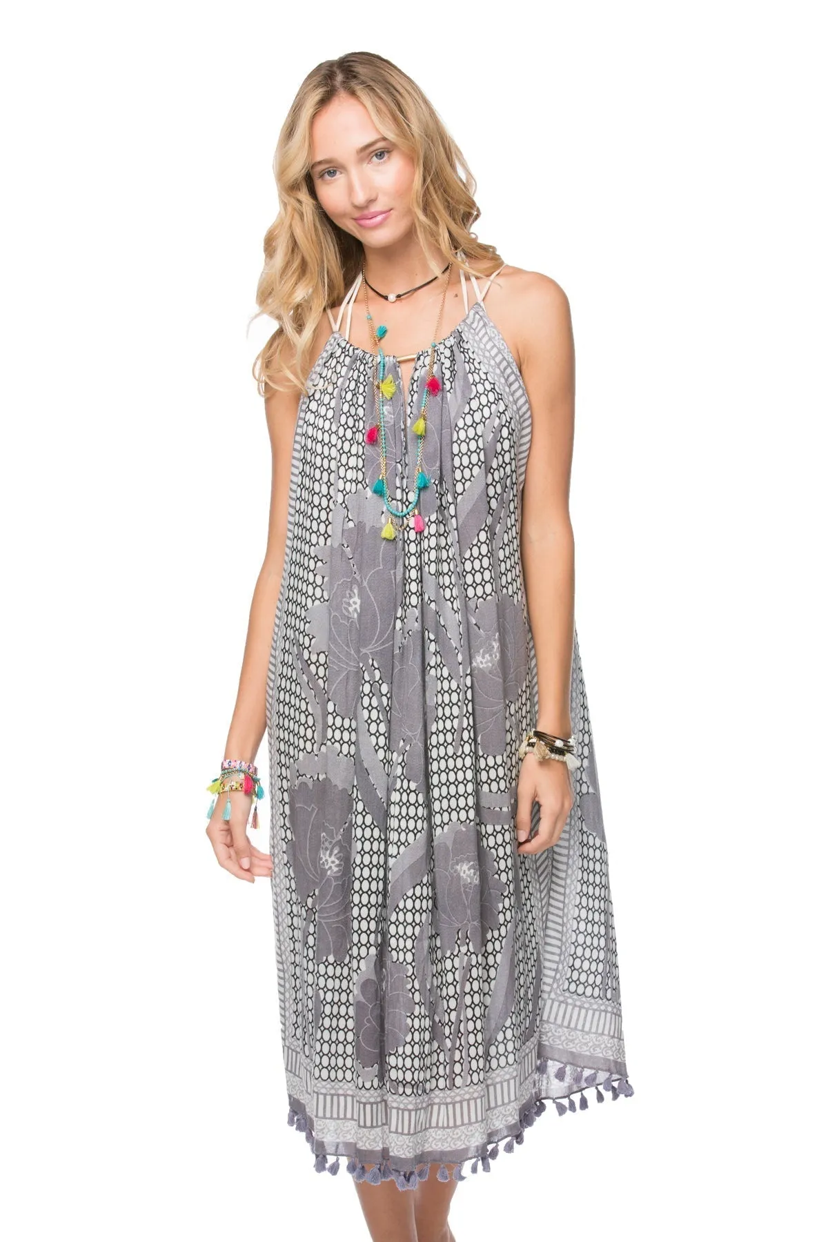 Keyhole Sun Dress in Peony Print