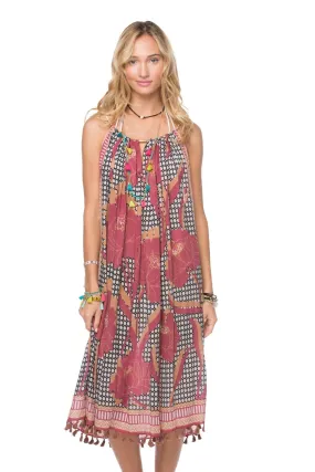 Keyhole Sun Dress in Peony Print