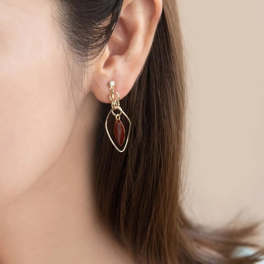 Marble Leaf Drop Clip Ons