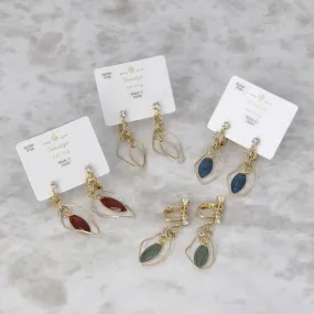 Marble Leaf Drop Clip Ons