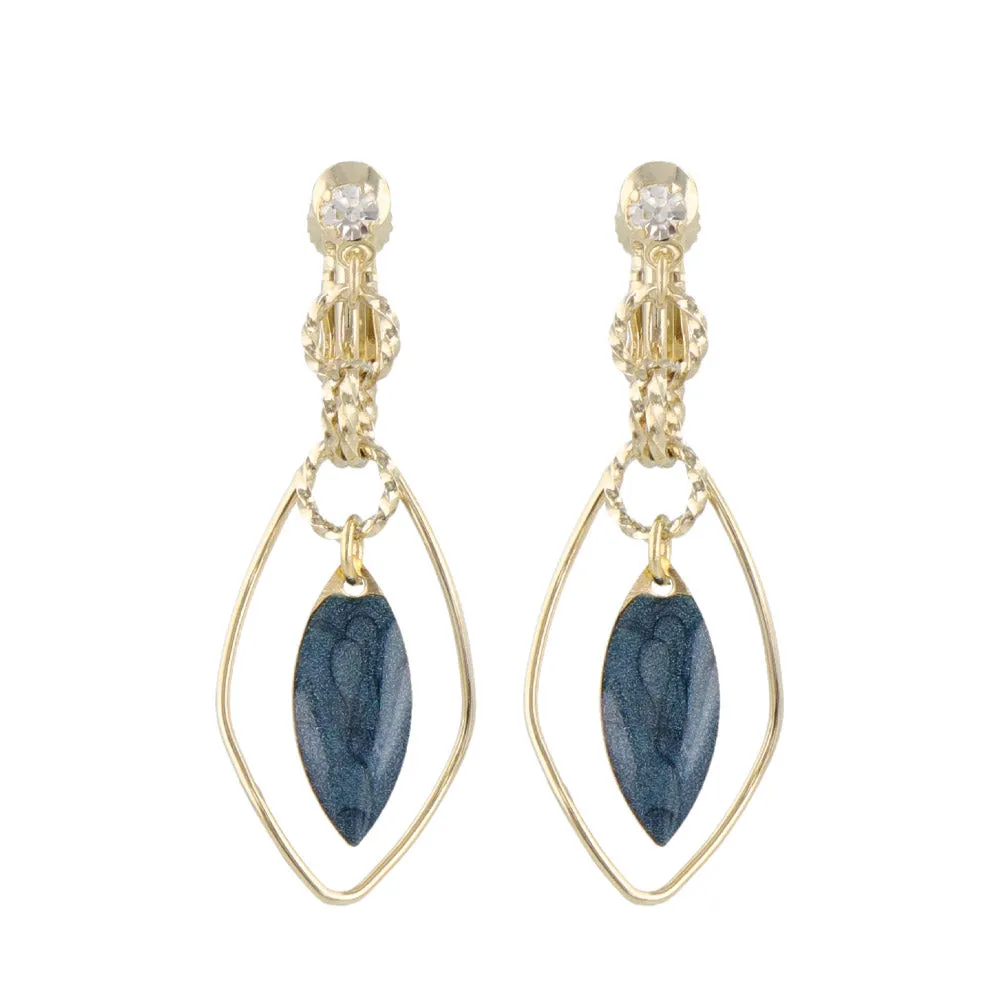 Marble Leaf Drop Clip Ons