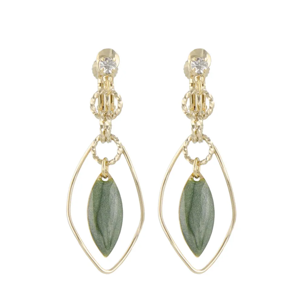 Marble Leaf Drop Clip Ons
