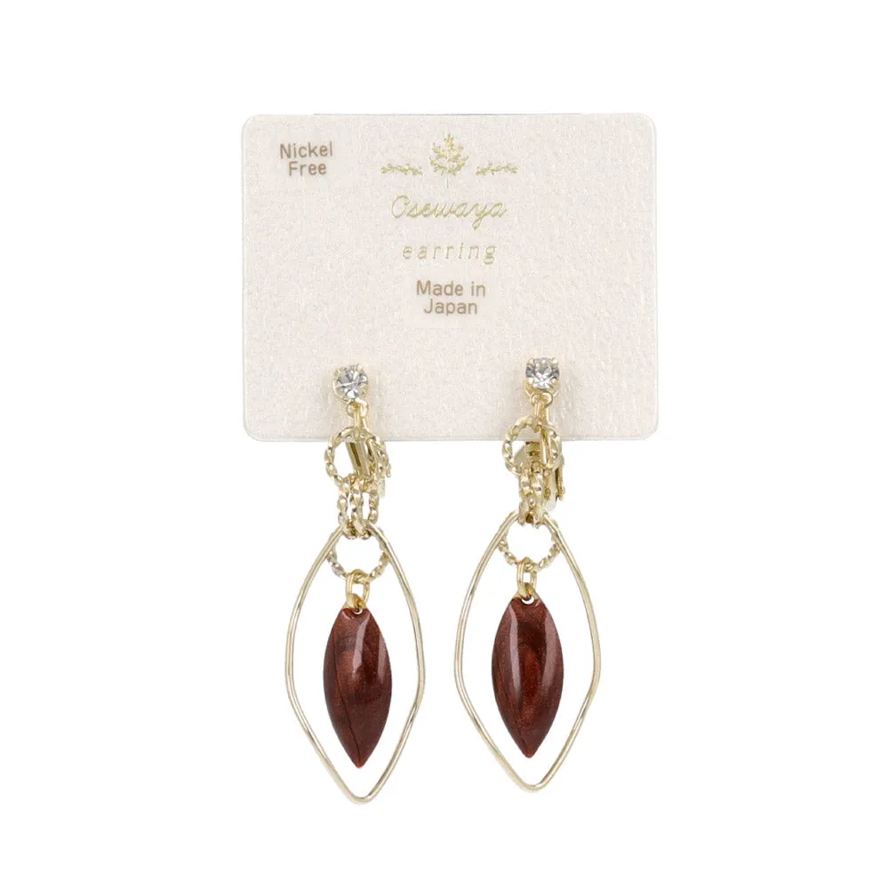 Marble Leaf Drop Clip Ons
