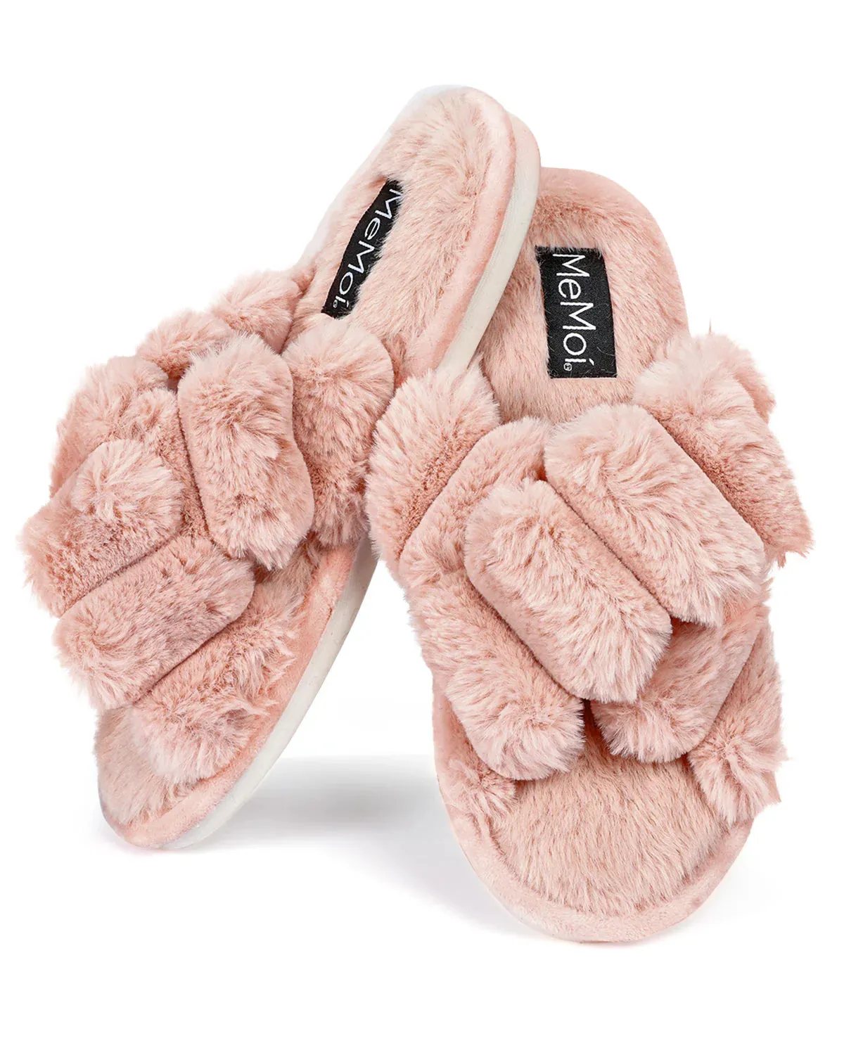 MeMoi Double Cross Plush Slippers