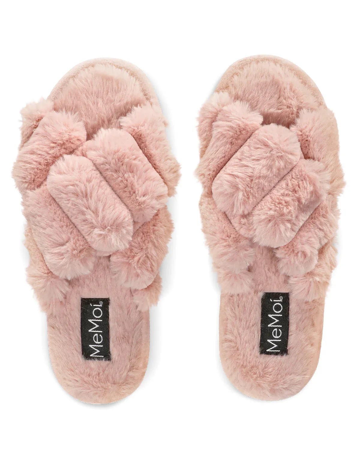 MeMoi Double Cross Plush Slippers