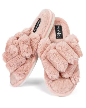 MeMoi Double Cross Plush Slippers