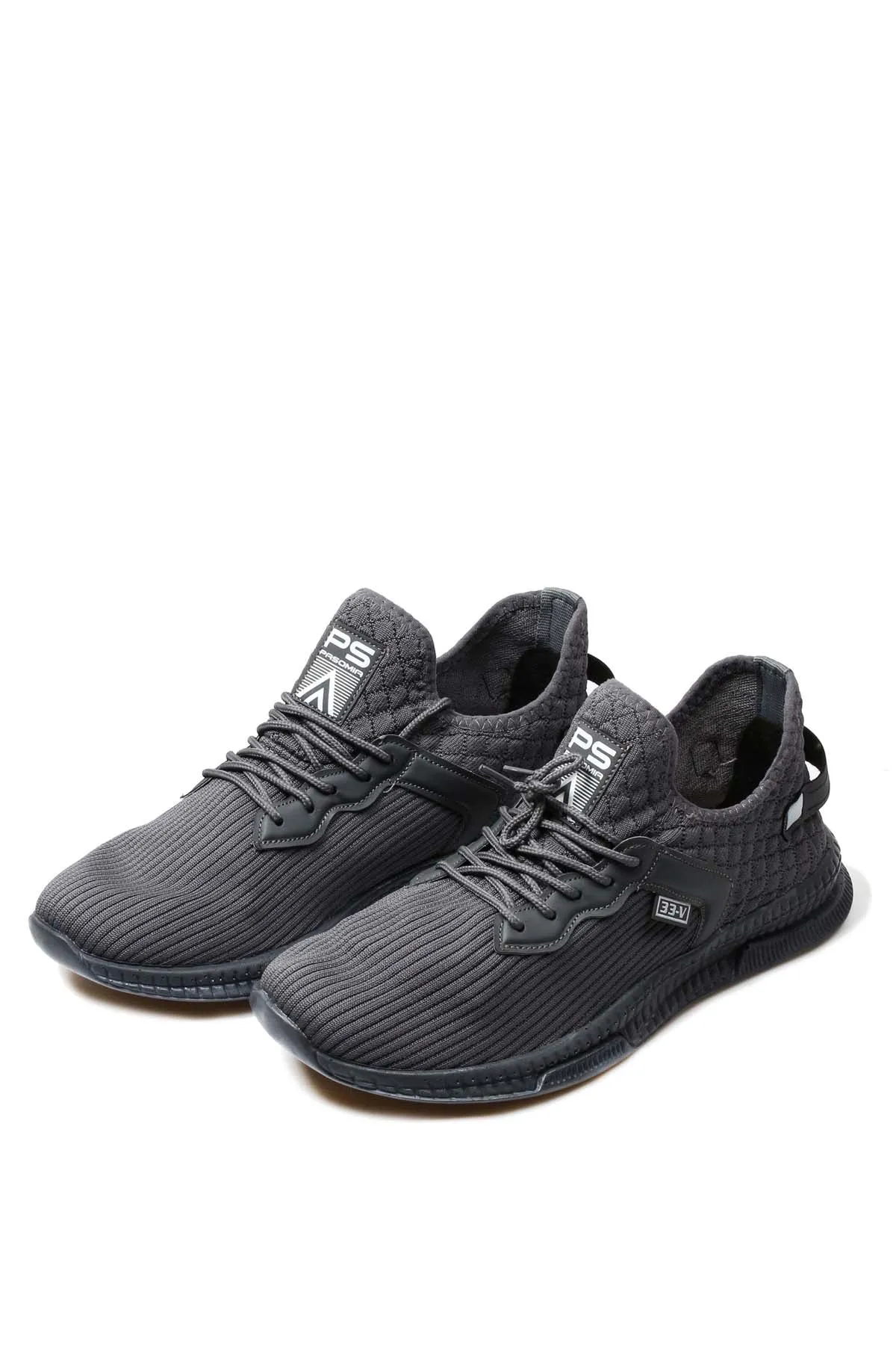 Men's Grey Lace-Up Athletic Mesh Sneakers - Wessi